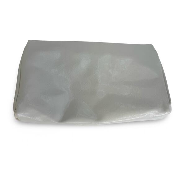 White Faux Patent Foldover Clutch Purse by Style & Co – Ruched Front Snap Close - Picture 3 of 16